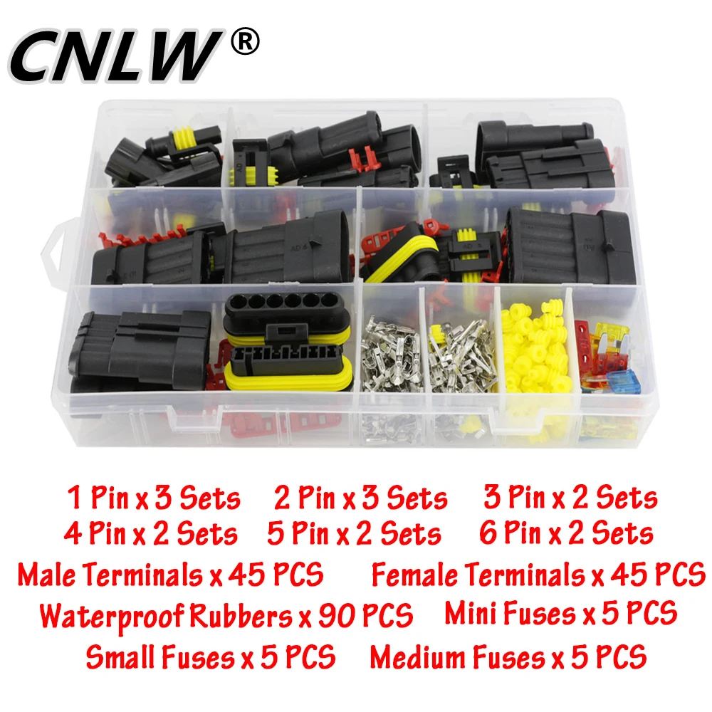 14 Sets 1.5 series 1/2/3/4/5/6P Waterproof Car Wire Connector Plug