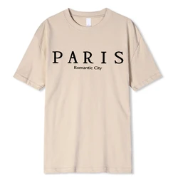Paris Romantic Graphic Print Oversized Cotton T-Shirt - XXXL (Khaki)
