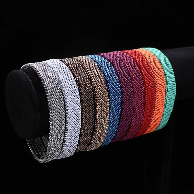 New Fashion Stainless Steel Jewelry Elastic Spring Wrist Band Stretch Mesh Bracelets Unique Colorful Bangles