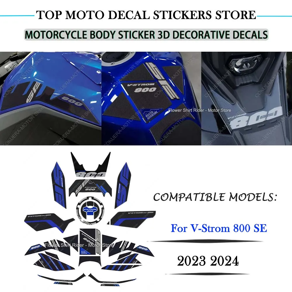 3D Epoxy Resin Decorative Sticker Waterproof Scratch-Resistant Motorcycle Protection Sticker Kit for V-Strom 800 SE 2023 2024