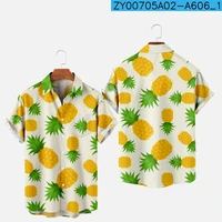 Blouses 3D Print Fruit Pineapple Shirt Man Casual Fashion Short Sleeves Shirts Button Lapel Streetwear Oversized Beach Clothes 1