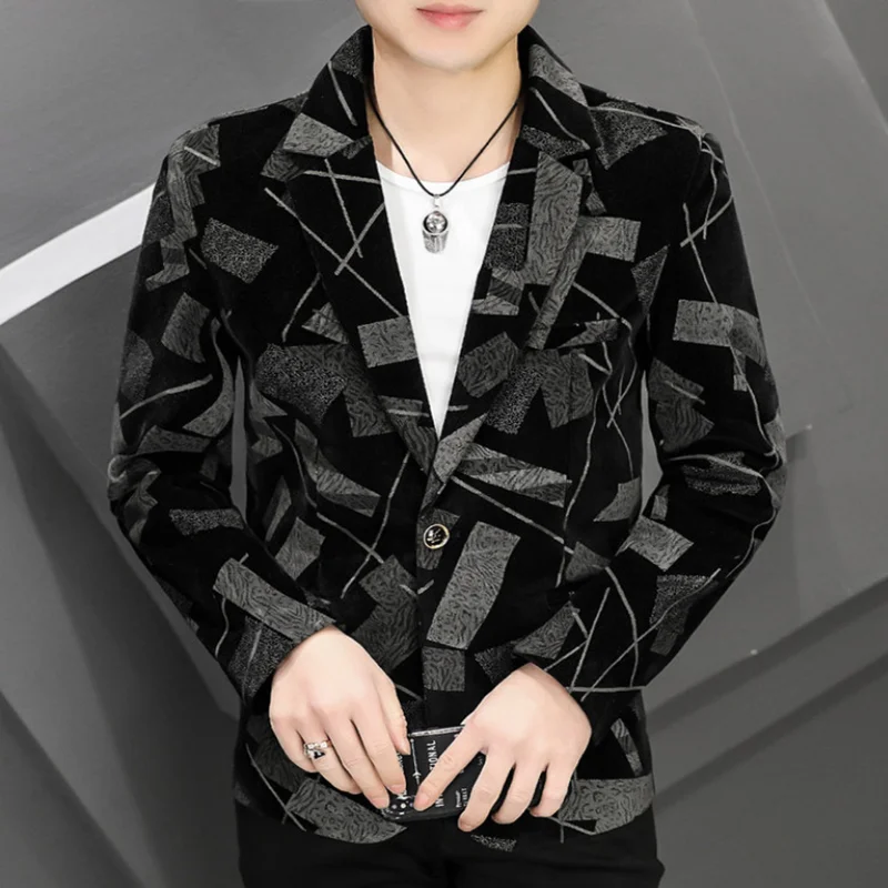 Men's High-Quality Corduroy Slim Fit Suit Handsome Youth Style with Single Breasted Blazer Jacket Veste Costume Homme Luxe