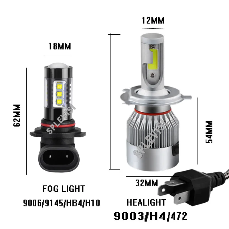 4x LED Head Bulbs High Low Beam Fog LED Bulbs Lamp 6000K HID White For Pontiac Vibe 2003-2008 2003 2004 2005 2006 2007 2008