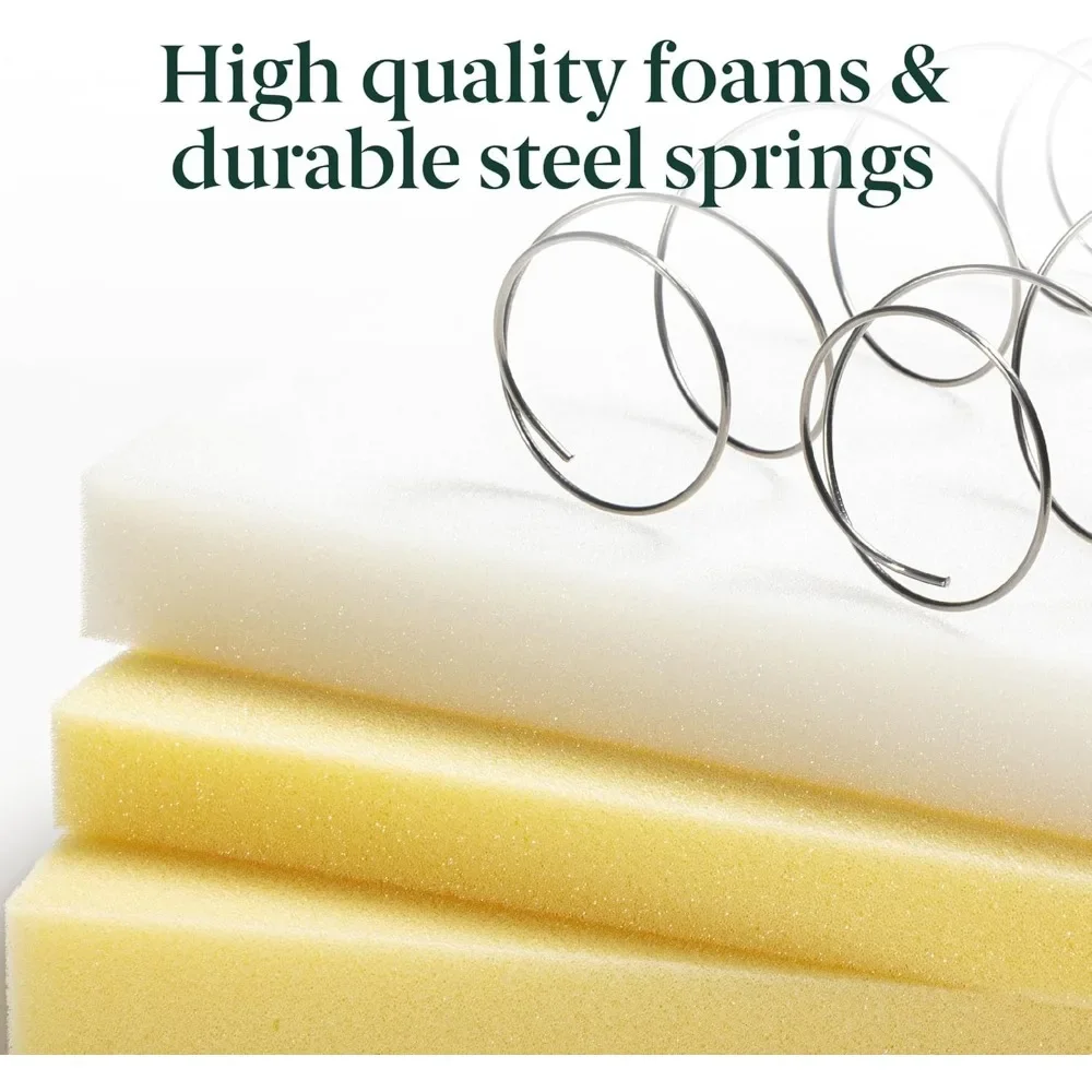 Foam and Spring Hybrid Mattress Fiberglass Free Medium Firmness Certified Safe Foams Fabric Mattress in Box
