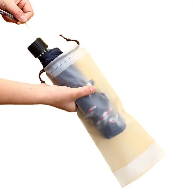 Matte Translucent Plastic Bag Umbrella Storage Bag Reusable Portable Umbrella Drawstring Storage Cover Home Organizer