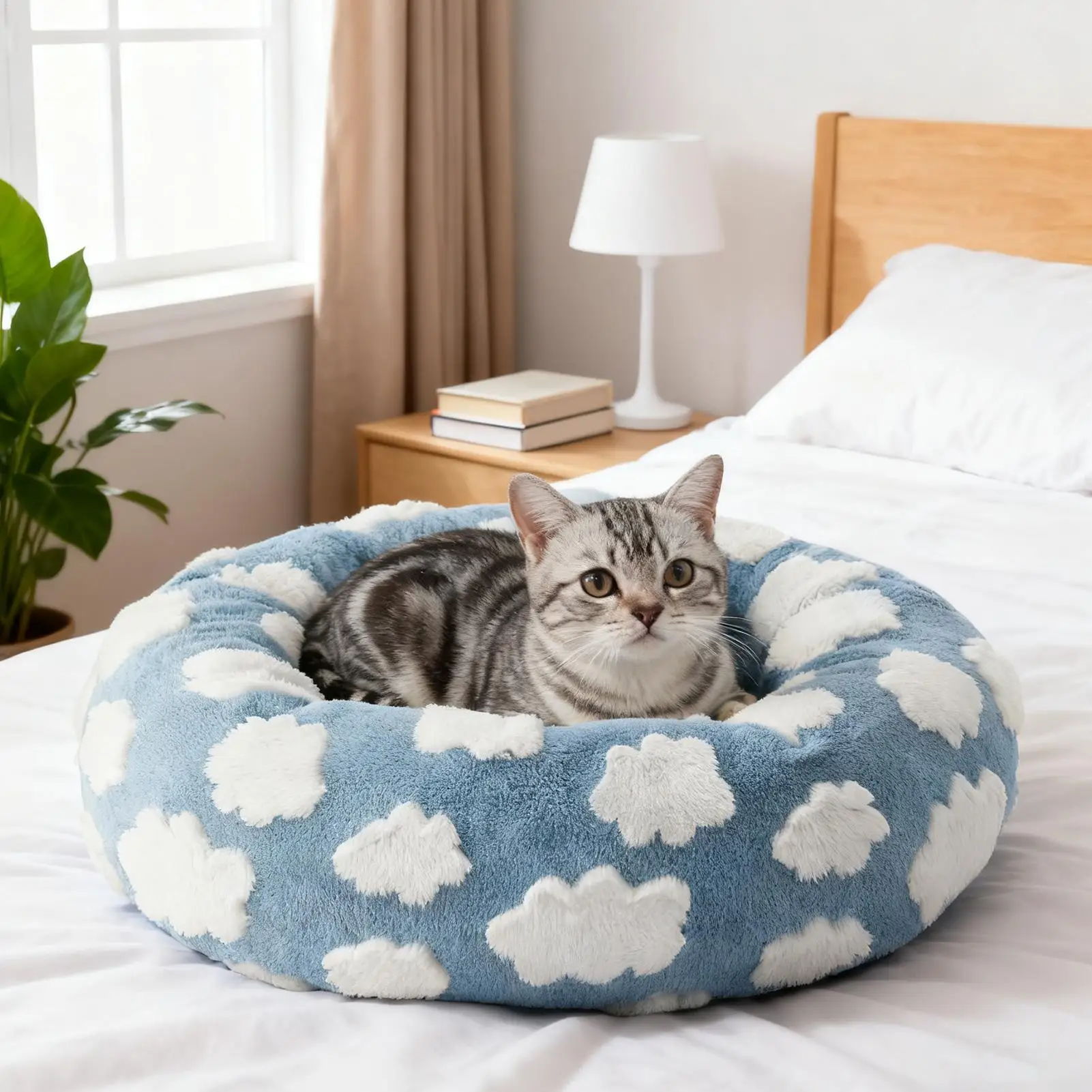 Washable Cat Bed Plush Pet Sleeping Cushion Comfortable Dog Nest For Indoor Home Bedroom Living Room Winter Cats Dogs Kitten