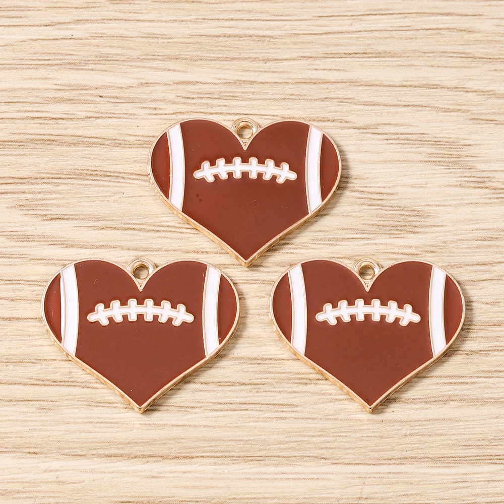 Tusember 10 Stück Niedliche Liebes-Sport-Anhänger, Emaille Rugby-Helm und Fußball-Anhänger für Schmuckherstellung, Ohrringe, Halsketten, DIY-Bastelarbeiten – Detail 11