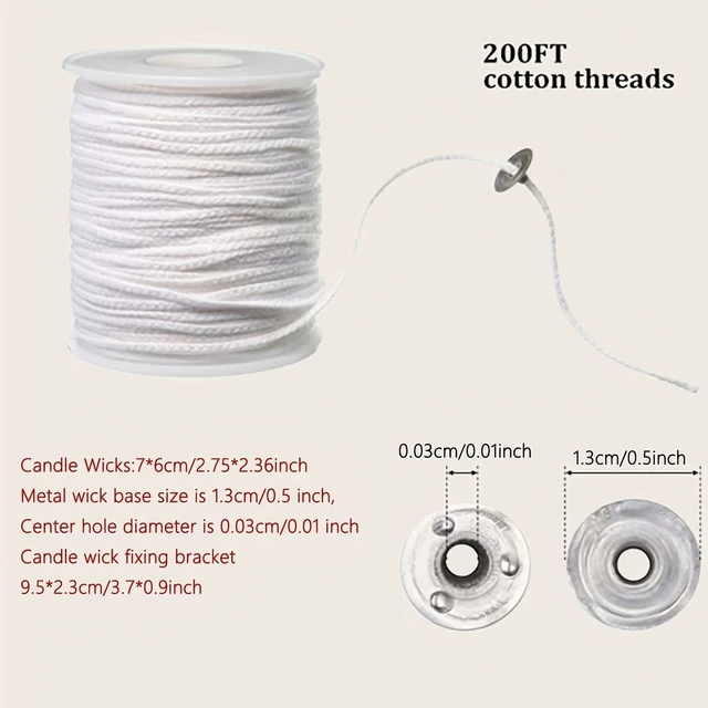 Candle Wick Roll, Unwaxed - 60m &100 Pieces Base & Wick Holder For Candle  Kit, Shop Today. Get it Tomorrow!