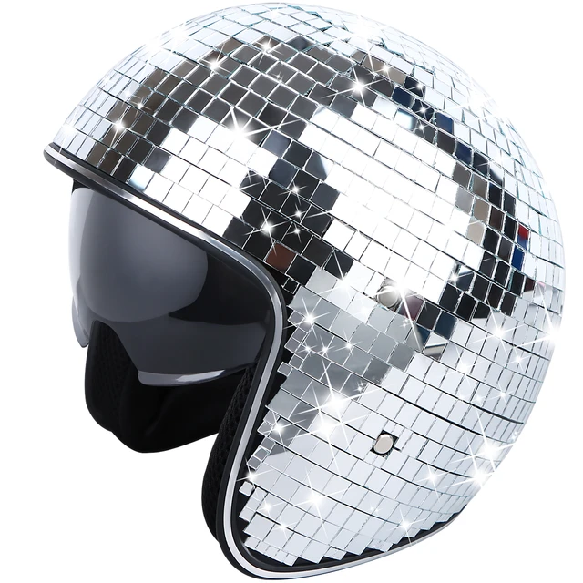 1pc glänzende Glitzer Punk-Stil Silber versenkbare Sonnenschutz Disco Ball  Helm Dekoration - AliExpress