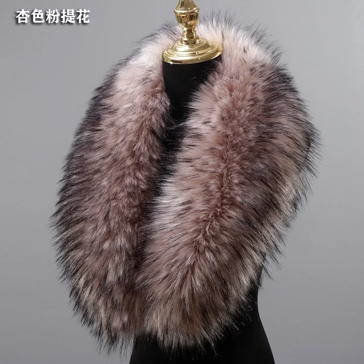2021 고품질 가짜 모피 칼라 여성 겨울 따뜻한 액세서리 90*20cm 럭셔리 남성 다운 재킷 후드 모피 장식 스카프 목도리