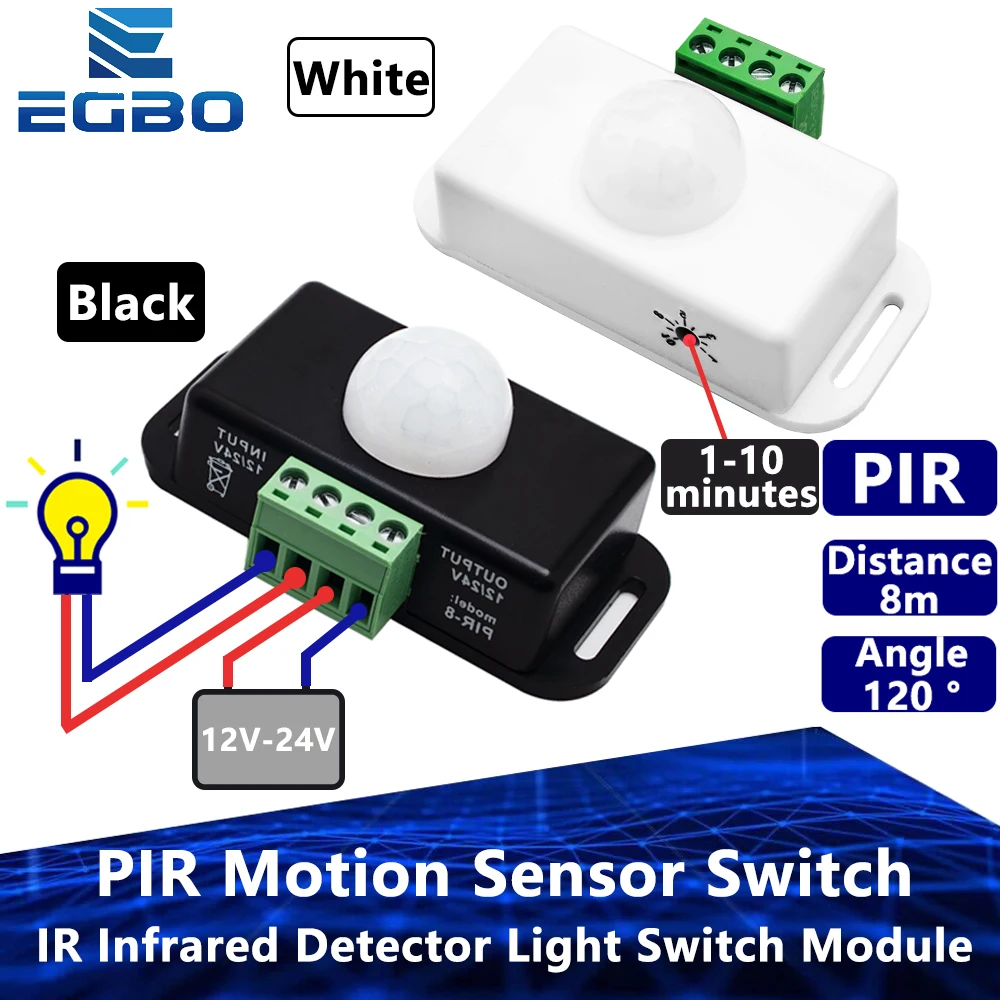 1pcs Dc 12v 24v 8a Automatic Adjust Pir Motion Sensor Switch Ir