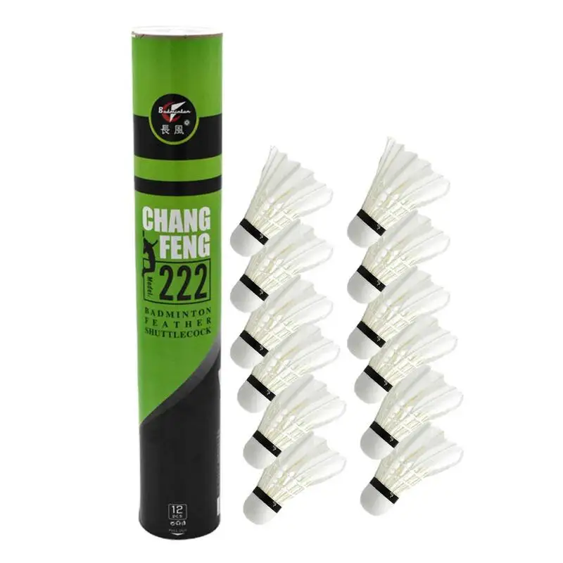 12Pcs Badminton Shuttlecocks White Duck Feather Badminton Balls Sports Training Balls Indoor Outdoor Game