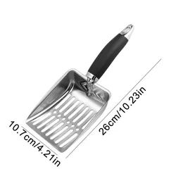 Premium Long Handle Metal Pet Litter Scoop - Efficient Cleaning Tool for Cats and Dogs Feces Removal (Silver)