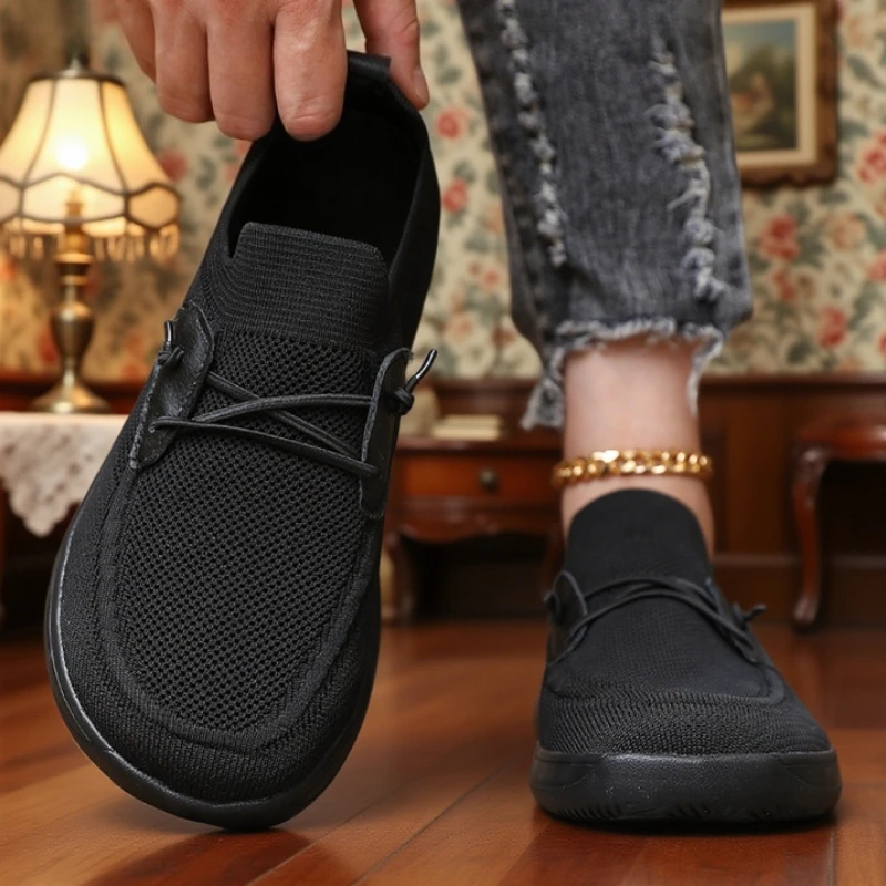 Soft Soled Wide Toe Shoes for Women Breathable Minimalist Anti Slip Walking Shoe Collar Drop Sole Anti Slip Mesh Shoes for Women