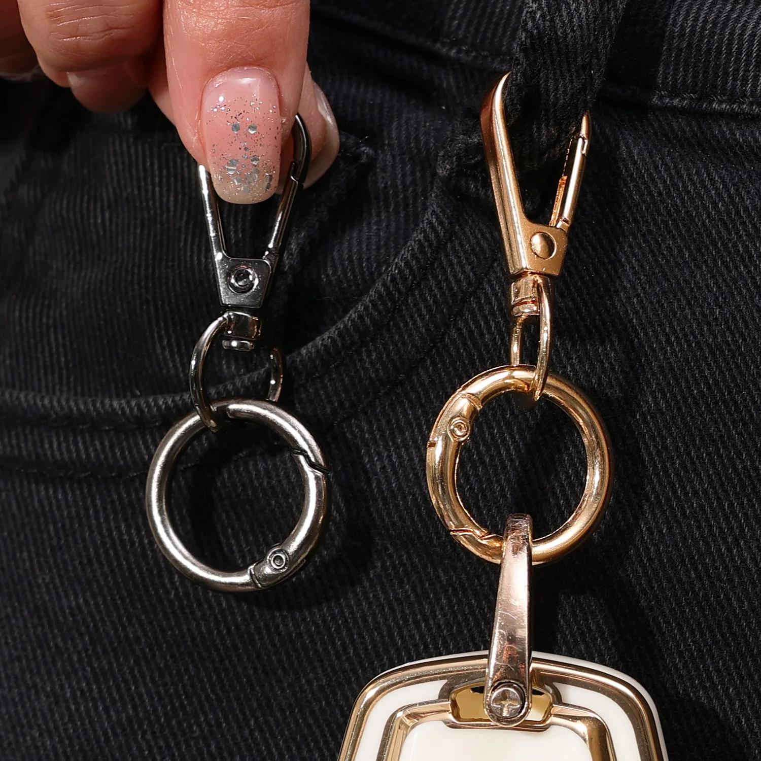 Jweemax 2-Piece Swivel Keychain - O-Shaped Metal Key Ring With Carabiner Clip, Zinc Alloy, Unisex Design