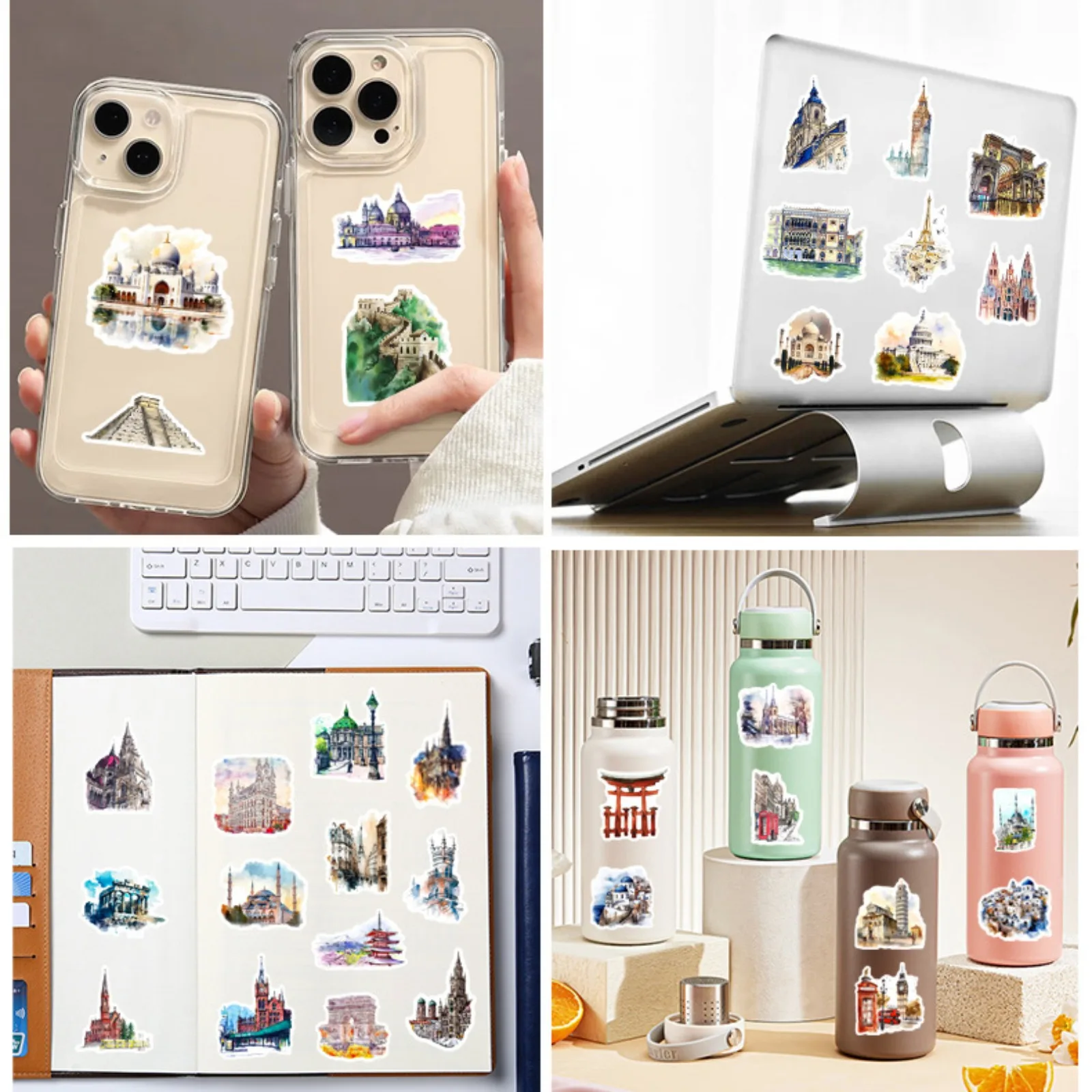 10/25/50pcs Graffiti World Landmark Building Stickers for DIY Scrapbooking Phone Laptop Guitar Suitcase Car Helmet Bottle