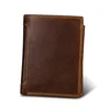 Top Quality New RFID Retro Genuine Leather Men Wallet with Coin Pocket Big Capacity Multi Card Holder Cow Leather Wallet for Men