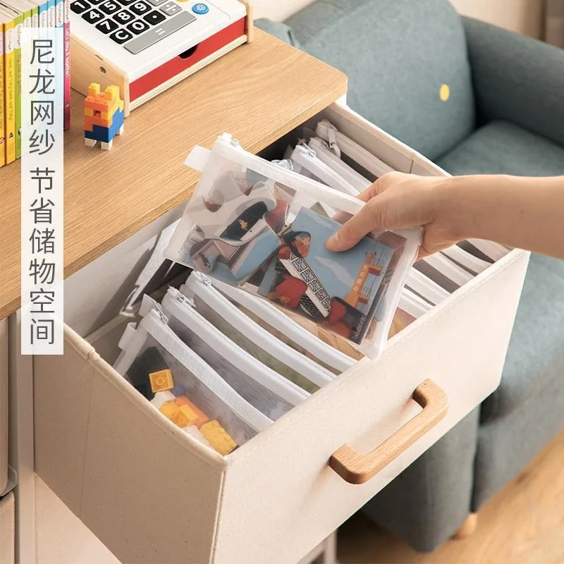 메쉬 지퍼 파우치 문서 가방, 방수 지퍼 파일 폴더, 학교 사무용품, 연필 케이스, 화장품 메이크업 가방, A4, A5, A6, 1 PC