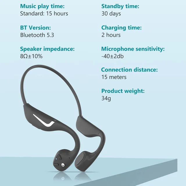 PARAMITA Real Bone Conduction Wireless Bluetooth Headset with MIC Button Control BT5.3 Noise Reduction IPX7 Waterproof for Sport 6