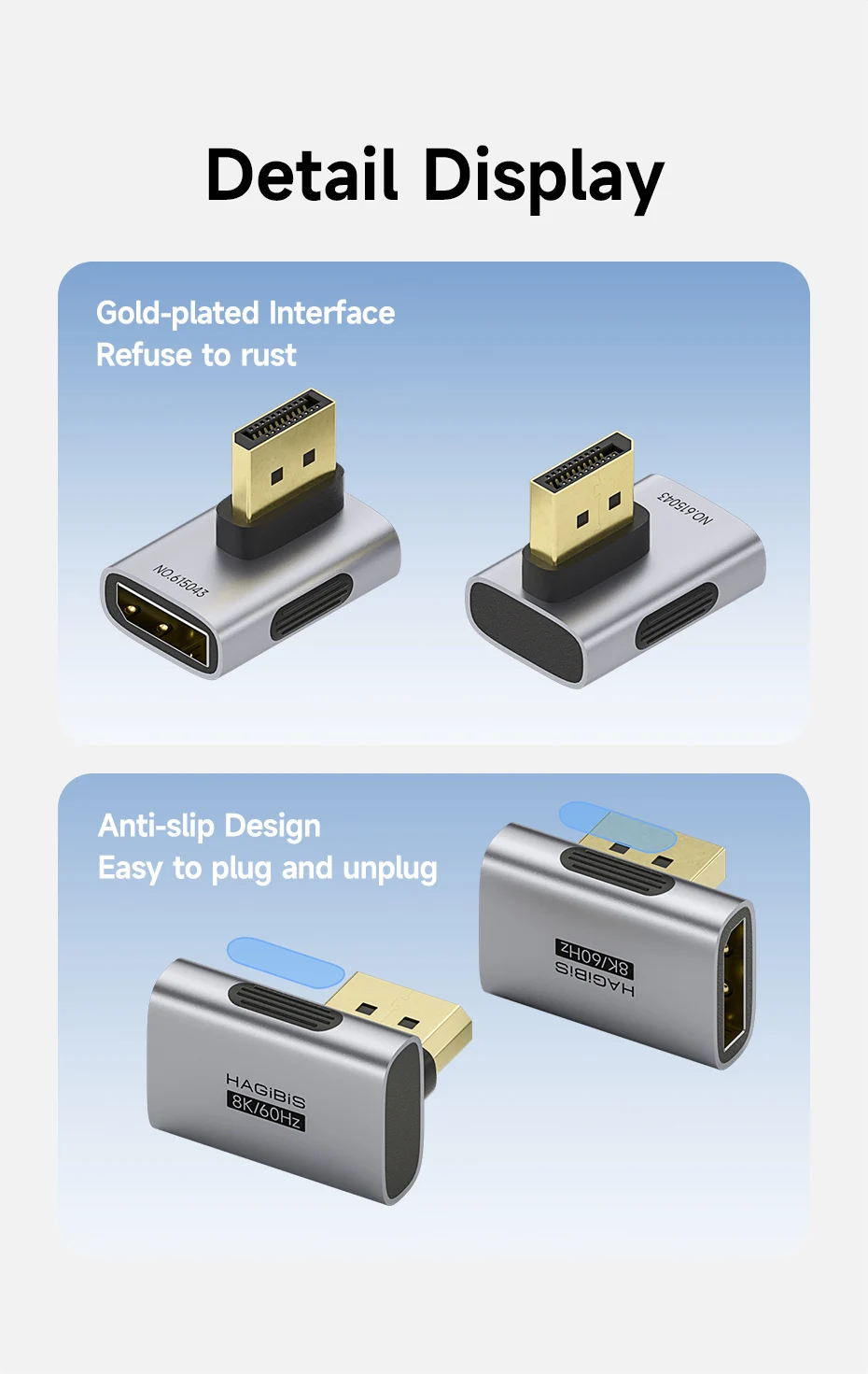 Hagibis DisplayPort 1.4 Right Angle Adapter 8K 60Hz / 4K 240Hz