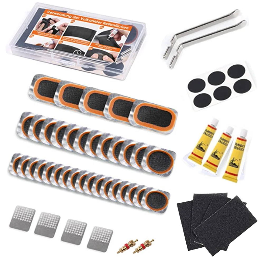 Tire Repair Kit Bike - 39 Patches, Metal Lever For Motorcycle/MTB/Scooter Tubes Electric Bike Kit
