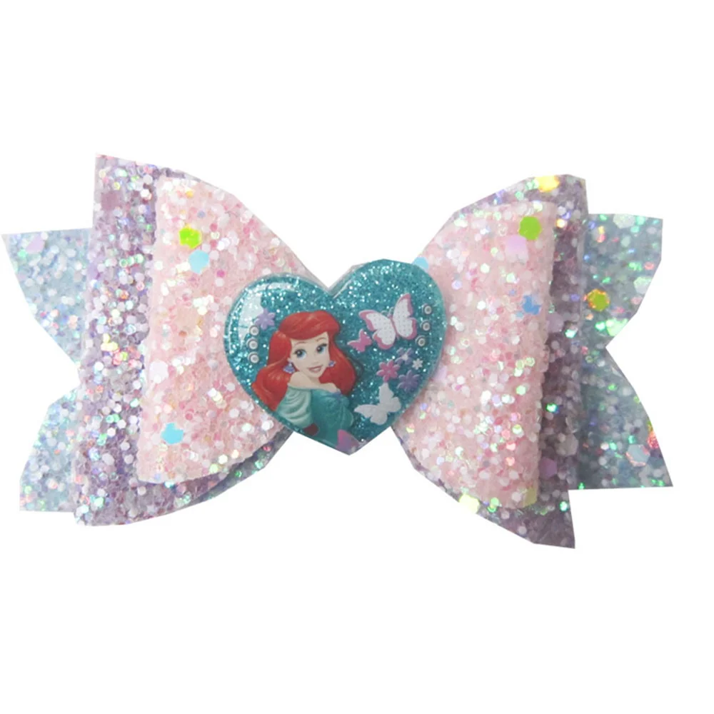 Disney Kids Hairpin Cinderella Snow White Mermaid Princess Girls Cartoon Accessories Frozen Elsa Bow Headdress Gift princess accessories set