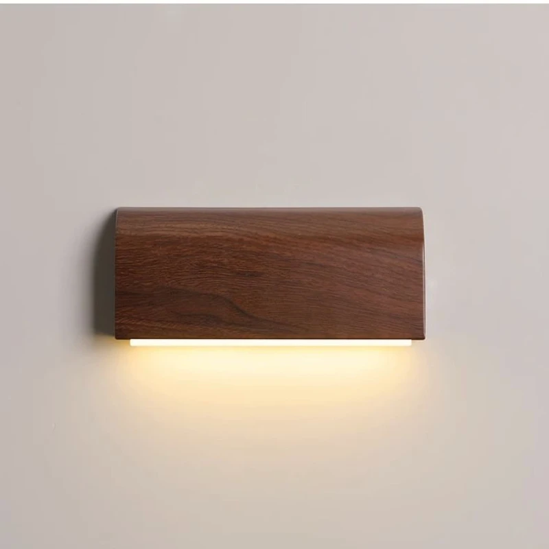 

Indoor Simple Wall Lamp Dimming Nordic Style Living Room Bedside Wall Light Corridor Aisle Simple Walnut Wood Color Fixture
