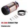 60.5mm Motorcycle Universal Exhaust Tail Pipe Racing Escape Muffler Short Tube Titanium Alloy 160mm Length Without DB Killer