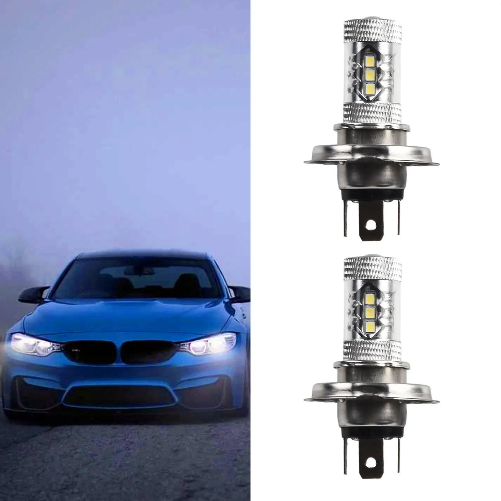 북극 고양이 2009-2010 용 9003 알루미늄 헤드라이트, H4 안개등, LED 전구 빔 오토바이, 12V, 80W, 2 개
