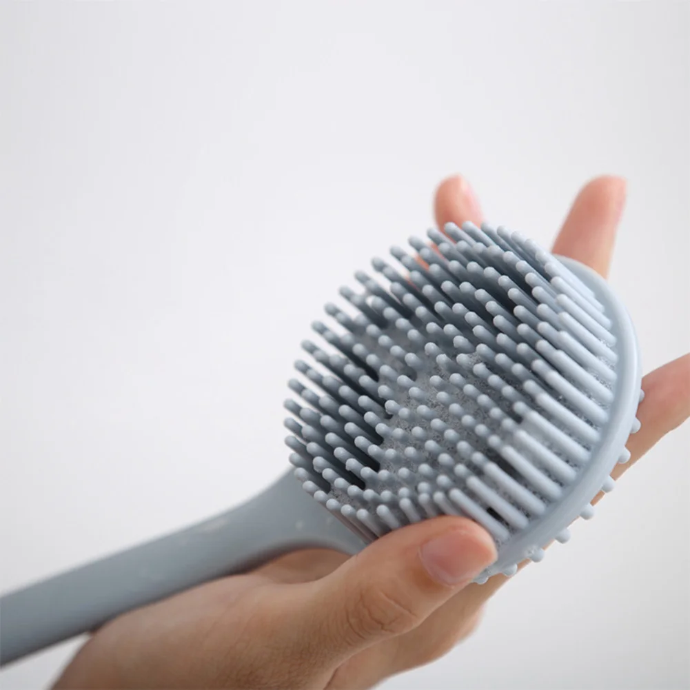 Silicone Bath Brush Long Handle Back Scrubber Soft Bristles Exfoliating Brush Non-Slip Promote Blood Circulation for Men Women