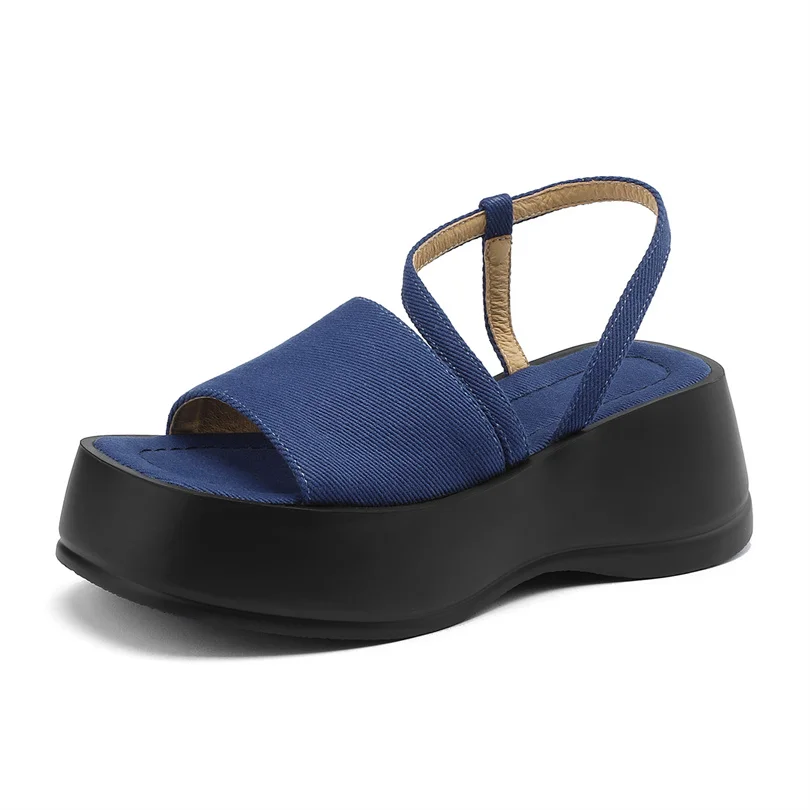 

Женские босоножки на платформе и высоком каблуке, джинсовые сандалии с открытым носком и квадратным носком, обувь в уличном стиле, лето 2023