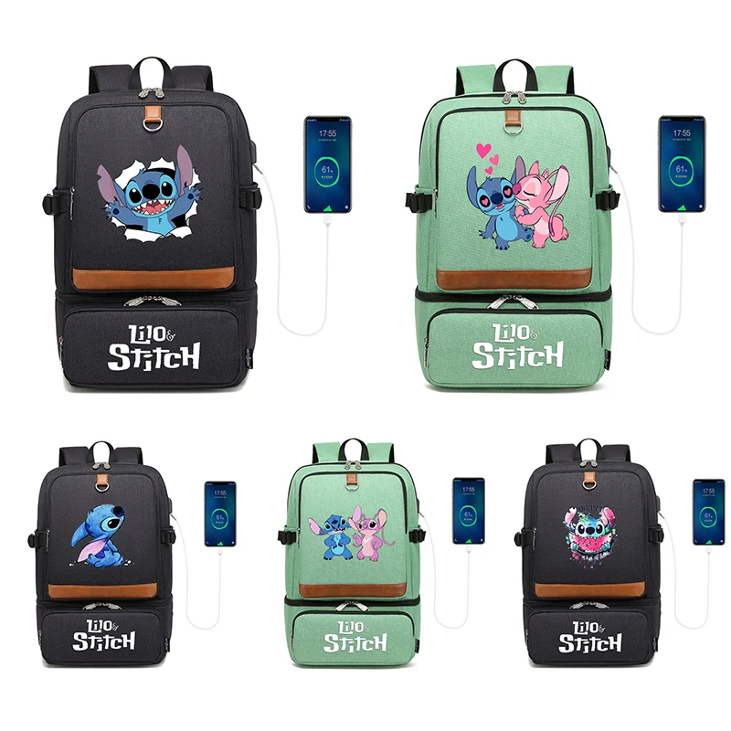 

Disney Lilo Stitch Backpacks Laptop Backpack Insulated Compartment USB Waterproof Cooler Bag School Travel Picnic Lunch Bag