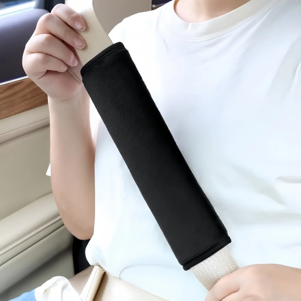 2pcs 범용 자동차 안전 벨트 커버 심플 스타일 솔리드 컬러 다목적 어깨 보호대는 어깨 압력을 완화합니다