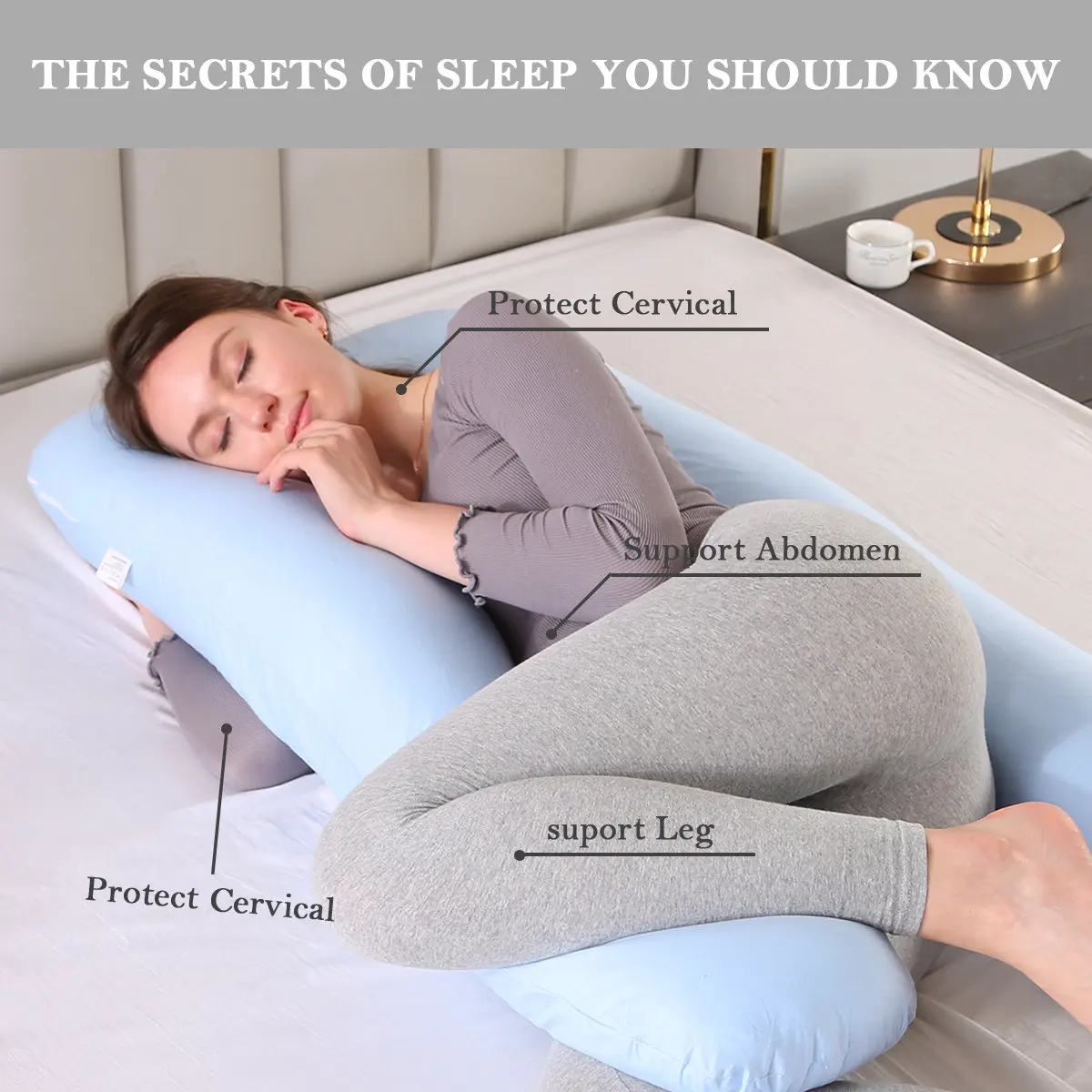 Almohadas de maternidad en forma de U para mujeres embarazadas, ropa de  cama para dormir de lado, para el cuerpo