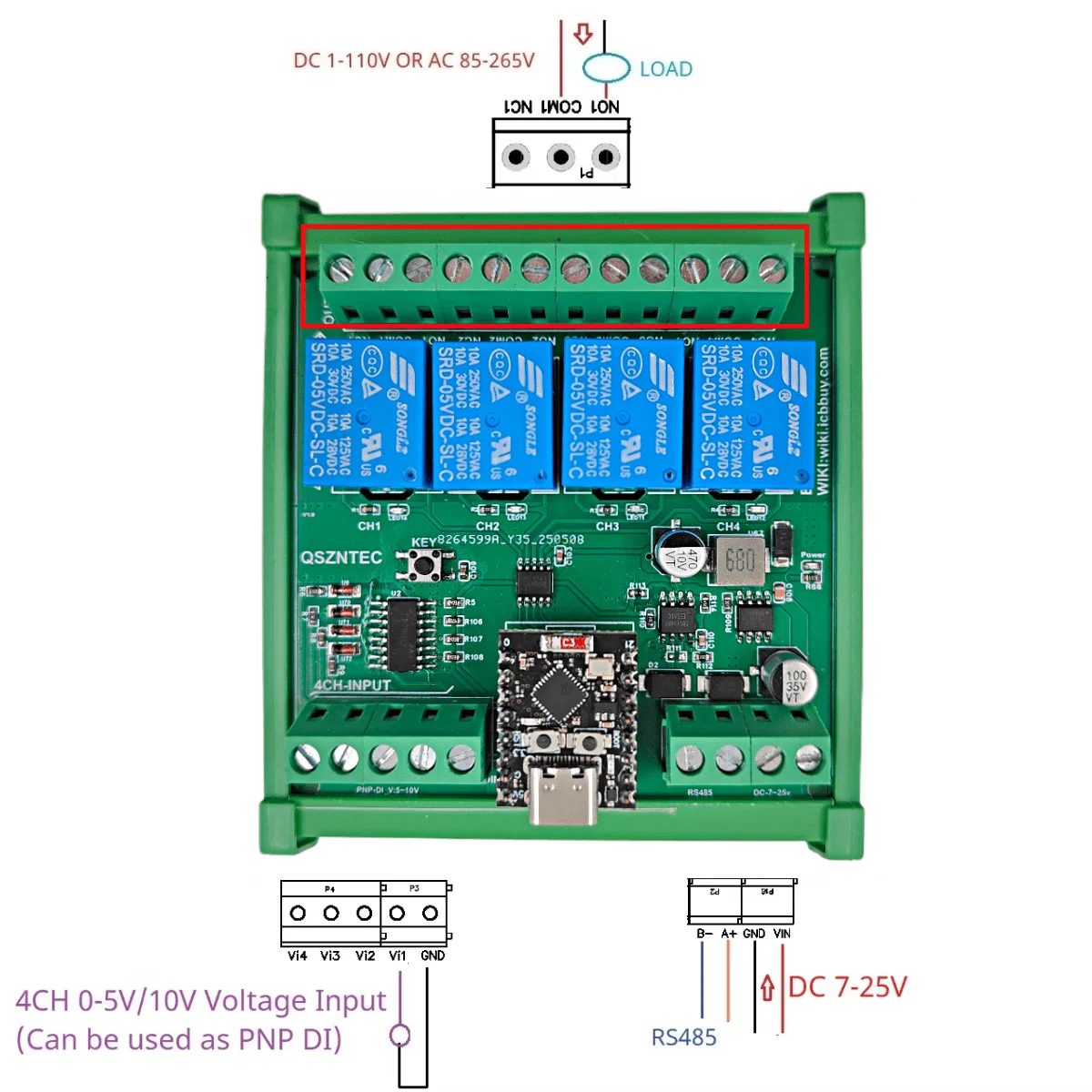 DC 7-24V ESP32-C3 ���� �̴� Ȯ�� ���� Arduino WEB MQTT �̴��� ��Ʈ��ũ IOT �� 4AI-4DO RS485 ������ ���