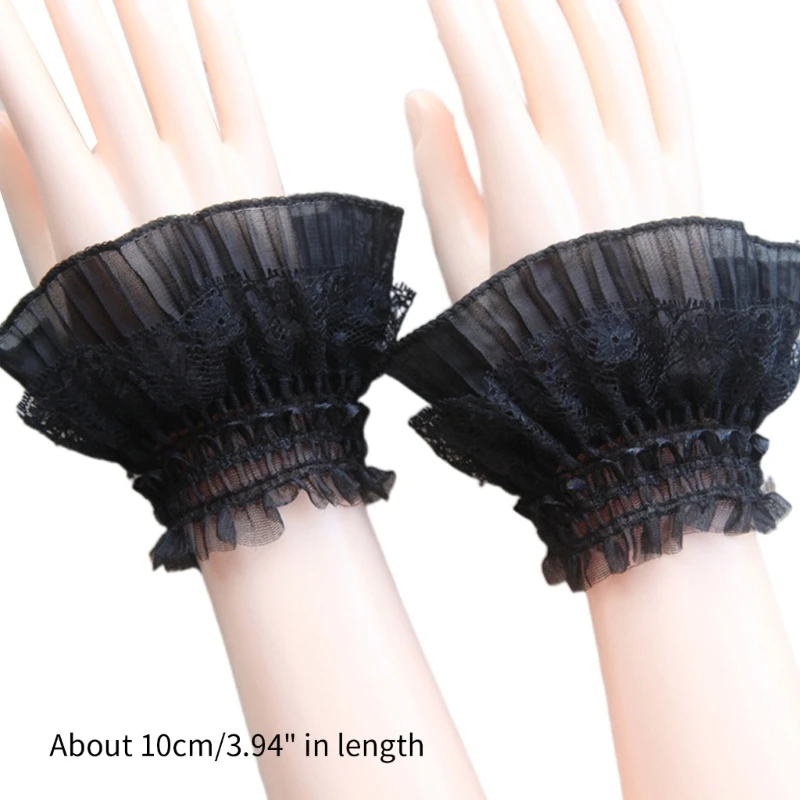 Layered Lace Cuff Stretch Bracelet False Sleeves Wrist Cuffs for Girls Women 449B