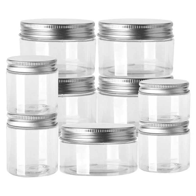5Pcs 20/30/50/80/100/120/150 ml Empty Plastic PET Clear Cosmetic Jars Makeup Clear Storage Jars Face Cream Sample Pot Containers
