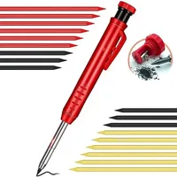 Carpenter Pencil Metal Long Head Deep Hole Professional Engineering Quick Drying Marker Graphite Woodworking Black Red Lineation 1
