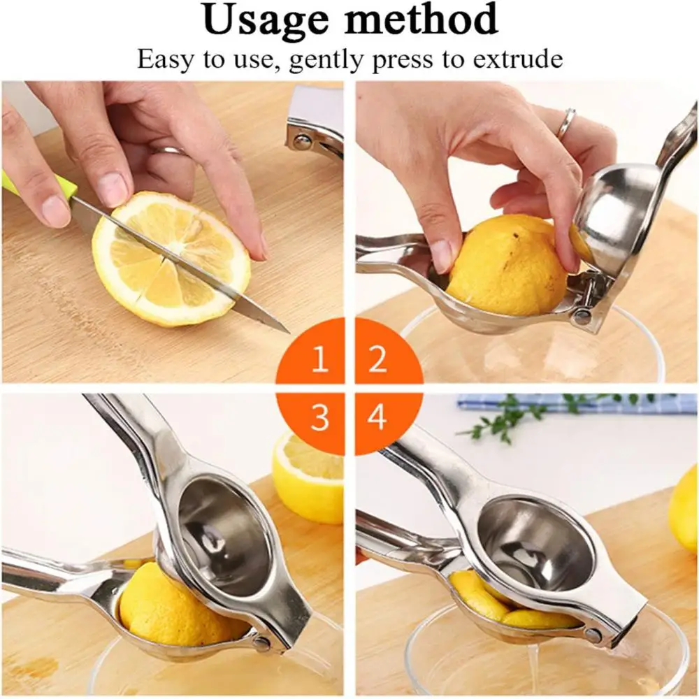 Description Picture 2 of item1pc Lemon Squeezer,Citrus Juicer,Lemon Juicer,Stainless Steel Juicer Hand Press,Manual Citrus Squeezer,Kitchen Aid Squeezer