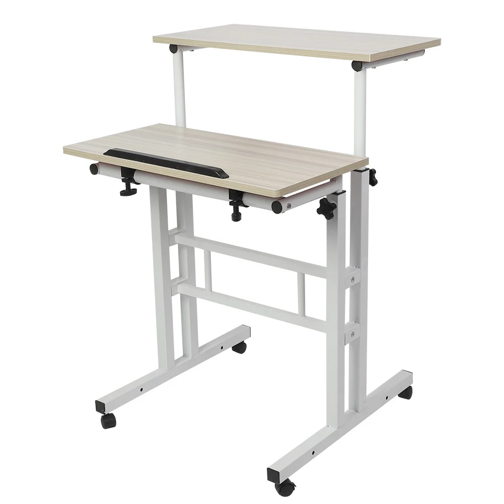 Laptop Computer Stand Desk Stand Up Laptop Desk 60cm Adjustable Height Stand Up Laptop Desk Computer Standing Desk with Rollers 2