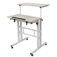 Laptop Computer Stand Desk Stand Up Laptop Desk 60cm Adjustable Height Stand Up Laptop Desk Computer Standing Desk with Rollers 2