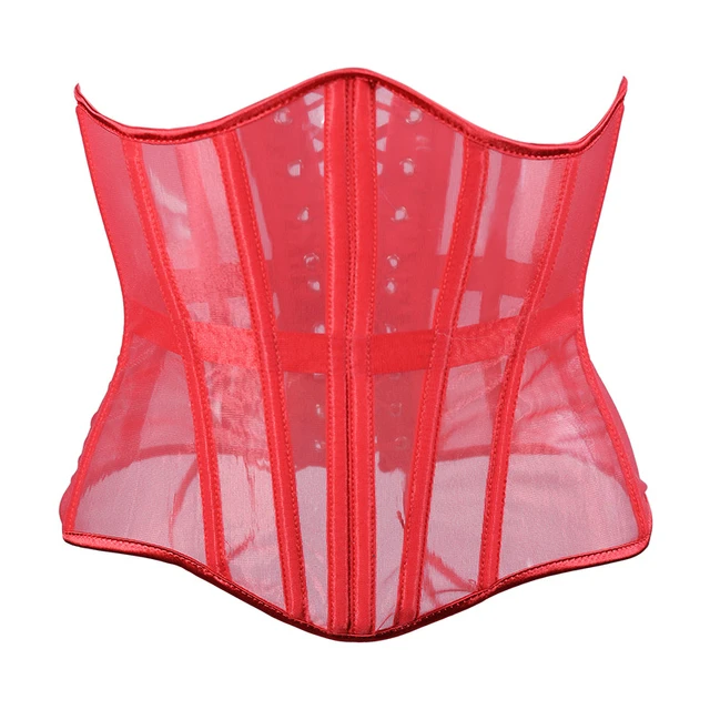 Women Waist Sexy Sheer Mesh Patchwork Bustier Corset Vintage