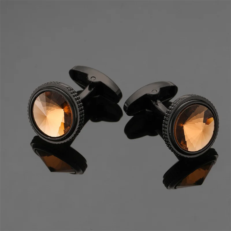 Luxury Mens Cufflinks - Round Crystal Zircon Cats Eye Stone Suit Accessories