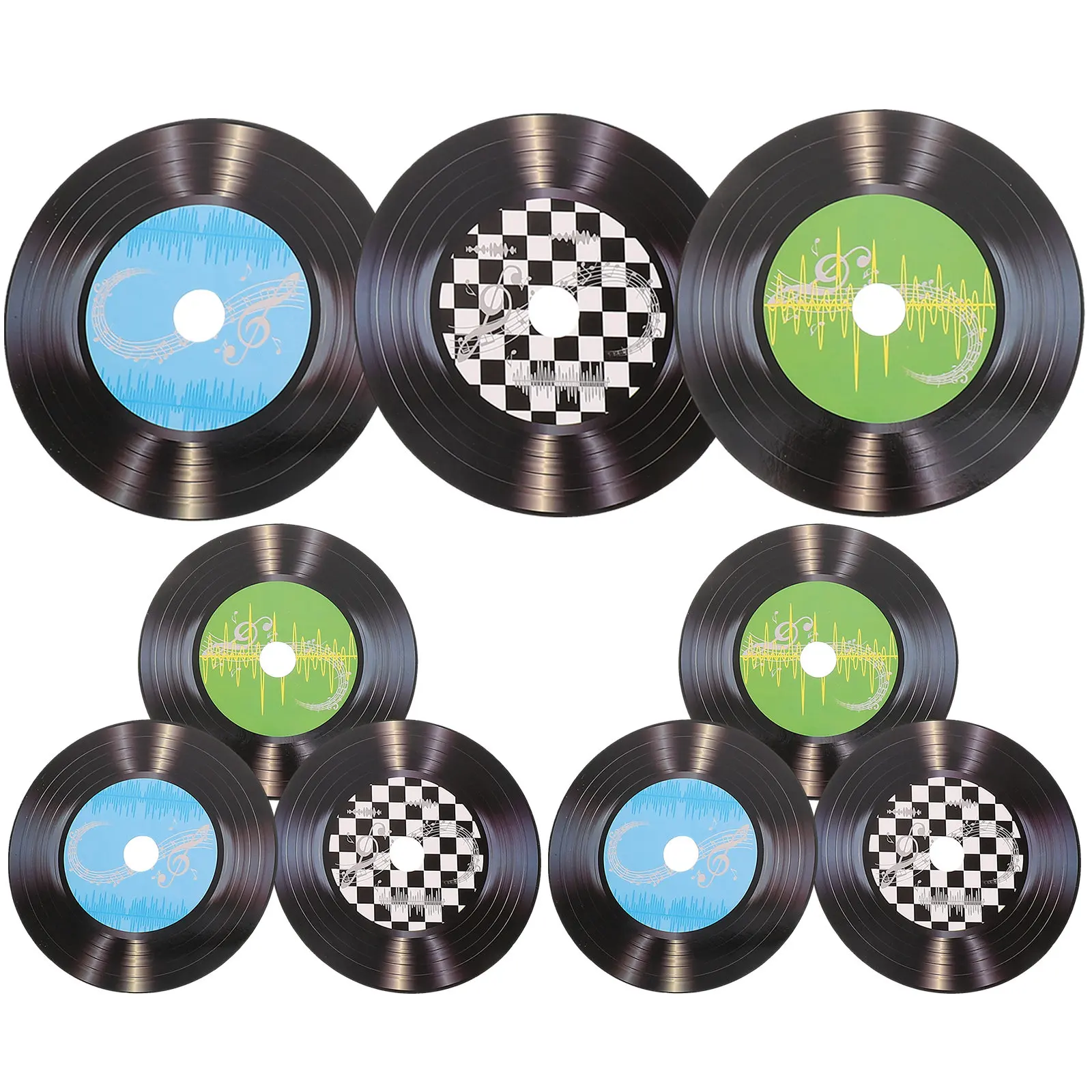 9Pcs 레트로 비닐 레코드 벽 장식 종이 PVC 블랙 클래식 레코드 장식 빈티지 파티 홈 월 아트에 적합