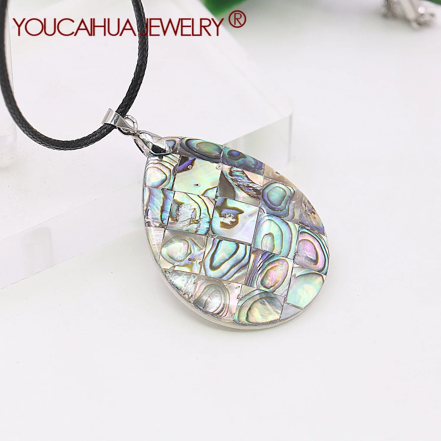 

31x40mm Natural Seashell Pendant,Water Droplet Shaped Patchwork Pattern,Lucky Pendant for Men/Women, Making/design for Jewelry