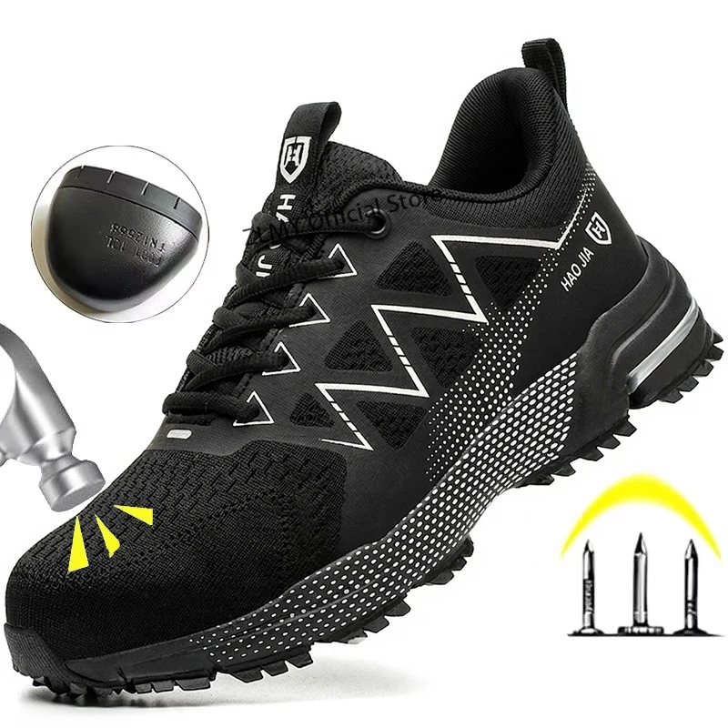 Anti-smash Safety Shoes Men Steel Toe Sneakers Puncture Proof Breathable Work Boots Fashion Construction Protective Footwear