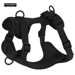 Dual Dog Leash Set with Breathable Harness and Adjustable Chest Strap - M (Harness - black)