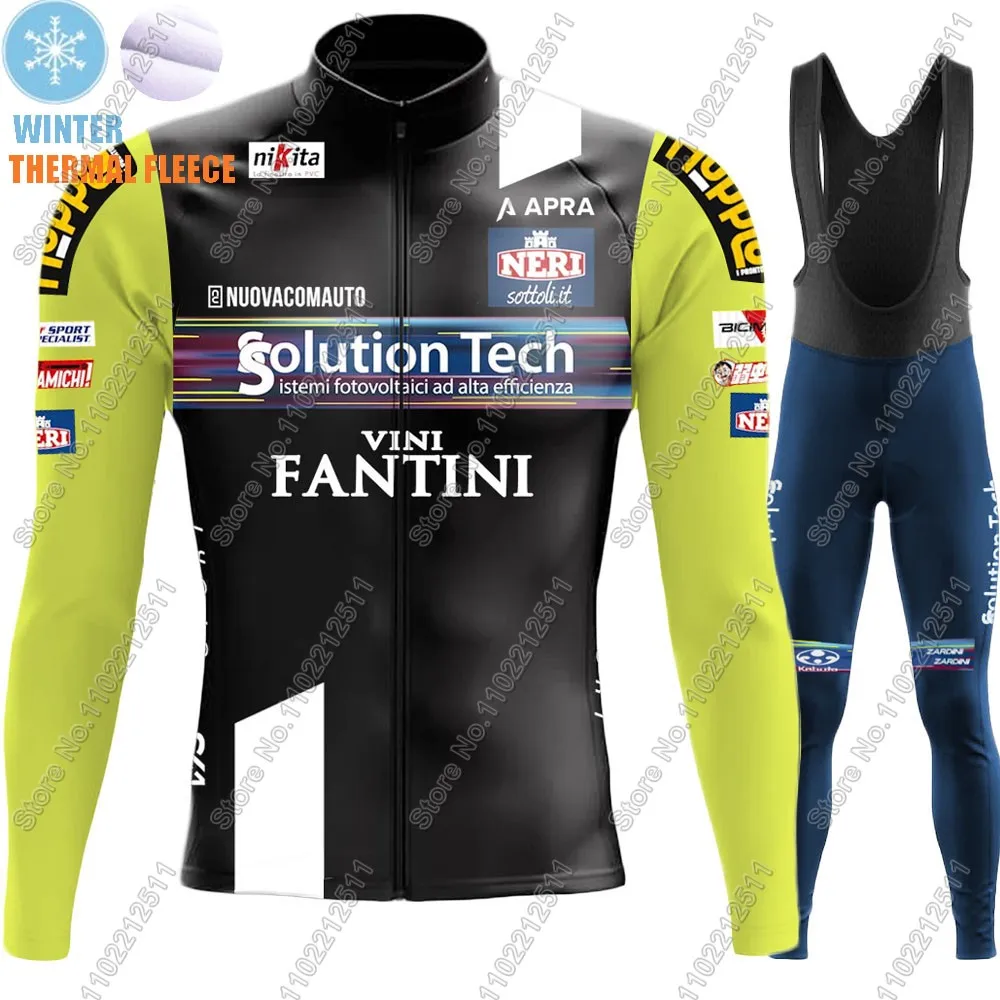 Cycling Jersey Set Vini Fantini Italy Clothing Suit Mens Long Sleeve MTB Bike Road Pants Bib Team Solution Tech