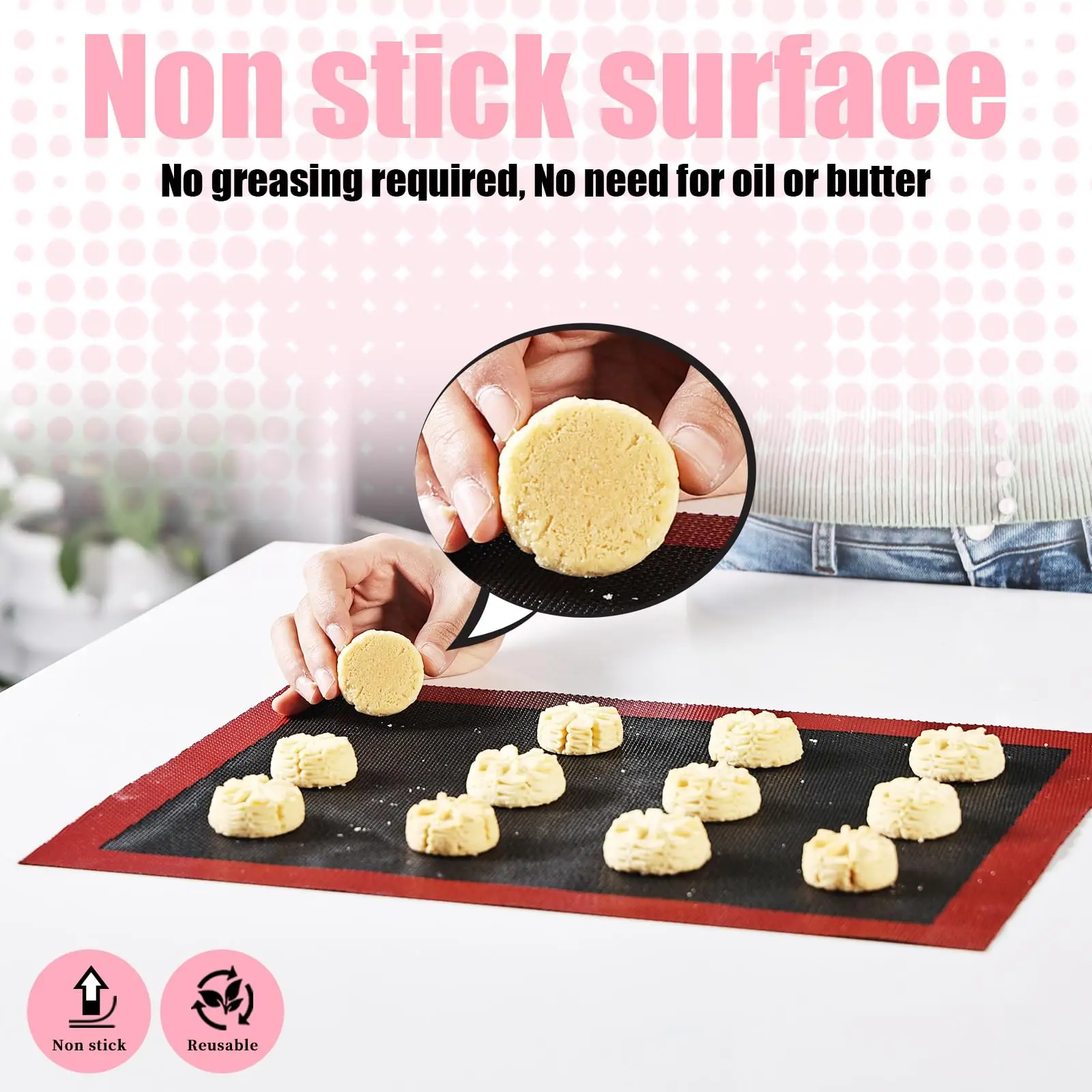 Non Stick Reusable Bread Mat Silicone Hollowing Out Baking Oven Mesh Pad Breathable Sheet Liner For Cookies Resistant Cooking