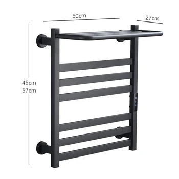 ราวแขวนผ้าเช็ดตัวไฟฟ้าแบบควบคุมอุณหภูมิ พร้อมหน้าจอสัมผัส ตั้งเวลาได้ ชั้นวางติดผนัง เครื่องทำความร้อนผ้าเช็ดตัวในห้องน้ำ ระดับการกันน้ำ IPX4 2